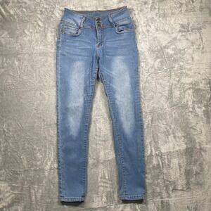 Bamboo Jeans Skinny Jeans Womens Light Wash Blue Mid Rise Triple Button‎ 9/10